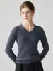 Suéter de cachemira 100% pura con cuello en V para mujer, nuevo estilo otoño e invierno, tejido de ochos, color liso, manga larga, corte ajustado, adecuado para ir al trabajo
