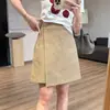 Produtos de Alta Qualidade! Calça-Saia Sobreposta Estilosa que Cobre a Barriga, Shorts Elegantes de Corte A, Resistente a Amassados, Levemente Elástico, Calça de Comprimento Três Quartos H022712