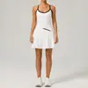 Conjunto de Saia-Shorts de Tênis Color Block Estilo Europeu e Americano para Mulheres, Top Esportivo à Prova de Impacto, Suporte, Secagem Rápida, Conjunto de Duas Peças