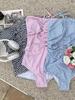 Traje de baño de estilo coreano para mujer, nuevo estilo, sin tirantes, estilo chica, a cuadros, con cordón ajustable, para adelgazar, vacaciones, hermana.