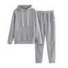 2025 Estilo Coreano Nuevo Color Puro Manga Larga con Capucha Sudadera para Mujer Conjunto Casual Suelto de Dos Piezas para Mujer