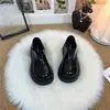 Sapatos Mocassins com Solado Grosso para Aumentar a Altura 2025 Outono Novo Estilo Britânico Fashion Versátil Sapatos Boken Sapatos de Uma Perna para Dois Usos