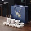 Novo Conjunto Estilo Chinês para Uso Doméstico, Conjunto de Chá de Luxo Leve de Alta Qualidade para Escritório Sala de Estar com Design de Flor de Glicínia, Personalizável para Comemoração Corporativa
