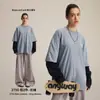 Fábrica de Fonte de Moda Masculina Estilo Corrente Novo Produto Primavera 2026 Falso de 2 Peças Manga Longa Desgastada Bloco de Cores Retro Camiseta 100% Algodão para Homens.