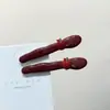 Grampo de Cabelo com Franja Lateral Vermelha Simples Feminino Presilha Bico de Pato Acessório de Cabeça Clip para Testa Elegante de Alta Qualidade Clip de Uma Palavra