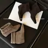 Botines de gamuza para mujer que aumentan la altura, botines cortos de doble uso, nuevos botines de tacón alto estilo coreano con punta cuadrada para otoño e invierno, botines cortos para mujer