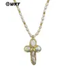 Wt-Jn370 Exportación Más Vendido Clásico Forma de Cruz de Flor Colgante de Perla de Agua Dulce Natural Collar de Perlas