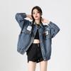 Outono e inverno desgaste novo artístico all-match denim jaqueta feminina primavera e outono design high-end bowknot jaqueta topo moderno