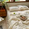 Capa de cama matelassada com bolinhas estilo ins coreano Classe A, colcha de verão conjunto de quatro peças, conjunto de colcha fina de ar condicionado em gaze de dupla camada 100% algodão com 1 par de fronhas