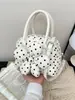 2026 Nuevo Estilo Coreano Lindo Bolso de Hombro de Lunares Blancos y Negros de Gran Capacidad Bolso de Mano Versátil Casual para Viajes para Mujeres