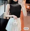 2024 Nuevo Estilo Verano Encaje Media Cuello Alto Delgado Ajustado Sin Mangas Chaleco Top Básico Blanco Talla Única Negro
