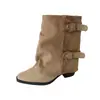 Otoño 2026 Nuevas Botines de Tacón Grueso Puntiagudos sin Cierre para Mujer Moda Botas Vaqueras Botines de Pantalón de Nicho Botas con Tacón de Bloque