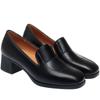 Zapatos de madre de cuero suave, suela suave, cómodos, para mujeres de mediana edad y mayores, novedad primavera 2023, zapatos de una sola capa con boca profunda, zapatos de cuero negro de tacón medio