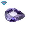 Huagang Gem Pêra Fúcsia Dupla Face de Tartaruga Zircão Pedra Nua em Forma de Gota Xadrez Rosto CZ Anel Rosto Jóias Atacado