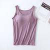 Camisola de verano modal para mujer, corte entallado, adelgazante, con cobertura interior para el pecho, sin mangas, antiexposición