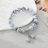 Pulsera Colgante Flor de Loto Turquesa Natural Pulsera Elástica de Cuentas Colorida de Moda Joyería para Mano de Mujer Venta Caliente Transfronteriza