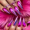 Pegatinas para Uñas Electroplateadas de Moda Estilo Europeo y Americano, Forma de Almendra Larga, Removibles, Caja con 24 Piezas