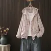 Moletom com Capuz Estampado de Desenho Animado Japonês Outono 2025 Feminino Cardigan Solto Jaqueta Fina Atacado