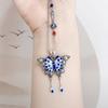 Collar de borla de mariposa azul de plata esterlina 990 cadena de clavícula femenina exquisito colgante de baile accesorios de estilo antiguo