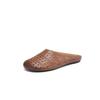 Zapatos tipo Mula de Primera Capa de Piel de Vaca Transpirables con Cortes Super Suaves 2025 Planos Sueltos Punta Redonda Piel Genuina Suela Suave Chanclas para Dedos de los Pies para Mujer