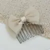 Pente de Cabelo Doce com Laço de Rede Estilo Coreano para Meninas, Ferramenta de Styling para Franja e Cabelo Solto, Pente de Inserção