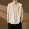 Camiseta de Marca Transfronteriza Simple de Moda para Hombre Verano Delgado Holgado Sin Mangas Chaleco Ins Cuello Redondo Casual Talla Grande Top Capa Base