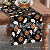 Nuevo camino de mesa de lino con estampado de calabaza y enano de Halloween de Amazon para mesa de sala de estar, decoración navideña