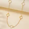 Moderna Cadena Larga de Trébol de Cuatro Hojas de la Suerte Collar Cadena para Suéter de Metal Accesorio de Lujo Ligero para Mujer 520 Regalo Transfronterizo
