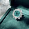 Online Celebrant Live Sale Paraíba Anel de Flor Verde Feminino Luxo Diamante Completo Imitação Esmeralda Girassol Anel de Dedo