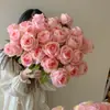 Buquê de Mão no Mesmo Estilo de Liu Yifei com Rosas Cor-de-Rosa, Flores Artificiais, Flores Falsas, Decorações de Mesa, Adereços para Fotos, Buquê Artificial