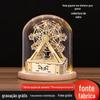 Roda Gigante Florada Rica Cobertura de Vidro Tampa de Exibição Transparente Slot Lâmpada Luminoso Decoração de Mesa com Flores Secas DIY Tampa contra Poeira