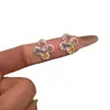 Brincos de Tarraxa Flor de Zircônia Trevo de Quatro Folhas com Pedra Colorida, Design Único, Simples e Estilosos, Brincos Versáteis