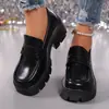 35-43 Tallas Grandes Zapatos de Mujer Mocasines de Suela Gruesa para Mujer Exportación Primavera y Otoño Nuevos Versátiles Estilo Británico Zapatos Pequeños de Cuero Planos