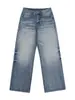 Roupas Masculinas Fengshe / Nova Marca Tendência Primavera 2026 Versátil Casual Retro Desgastado Cintura Alta Solto Reta Jeans