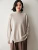 Suéter de Cachemira para Mujer con Cuello de Tortuga Medio, Color Sólido, Hombro Raglán, Holgado, Casual, Otoño e Invierno, Tejido Grueso, Cuello Alto