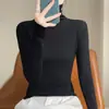 Outono/Inverno 2026 Estilo Coreano Tricô Feminino Gola Alta Manga Longa Camada Interna de Lã Suéter de Gola Alta Ajuste Slim Camada Base Suéter Fino