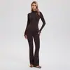 Conjunto de Ropa de Yoga Transpirable de Sensación Natural Transfronterizo Europeo y Americano con Cuello Alto y Cremallera, Chaqueta de Fitness, Conjunto Deportivo para Ciclismo y Running al Aire Libre