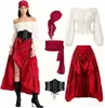 Vestido largo con volantes, estilo comercio exterior, Halloween, artístico, corto delante y largo detrás. Vestido medieval estilo pirata para moldear la cintura