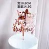 Suministro directo de fábrica de decoración de tartas de cumpleaños transfronterizas con diseño de viento, tarjeta de acrílico para tartas de cumpleaños en oro rosa en inglés