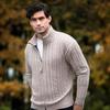 Suministro Exclusivo Transfronterizo para Ropa de Hombre de Amazon Moda Otoño e Invierno 2025 Suéter Cardigan Grueso con Cuello Alto Chaqueta de Punto Jacquard para Hombre