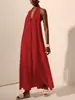Processamento Personalizado e Customização Estilo Novo Europeu e Americano Transfronteiriço 2026 Vestido Casual Feminino de Cor Sólida com Decote em V e Costas Nuas Amazon Tiktok