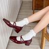 Zapatos de Moda Elegantes Retro de Punta Cuadrada de Cuero Grueso para Mujer 2025 Nuevo Primavera y Otoño Combinan con Todo Estilo Chanel Zapatos Mary Jane
