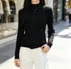 Top de Malha Cropped com Gola Alta Assimétrica para Mulheres Novo Outono/Inverno Design Emagrecedor Camada Base