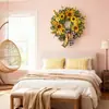 Corona de Girasoles Artificiales Transfronteriza Flores Falsas Amazon Flores Artificiales Decoración de Lágrima para Primavera y Verano Colgante de Puerta Pared Decoración de Pared