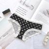 Estampado sem costura gelo seda mulheres cuecas cintura média feminino estilo japonês bonito respirável laço cuecas da menina