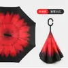 Paraguas Invertido Automático de Doble Capa con Mango Largo para Hombres y Mujeres, Protección Solar, Lluvia o Sol, Parasol Grande de Doble Capa Resistente al Viento para Montar en el Coche