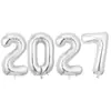 Balões de Número Digitais 2027 Folha de Alumínio Balões de Ano Novo 16 polegadas 32 polegadas 40 polegadas Balões Embalados Individualmente Balões de Véspera de Ano Novo 26º