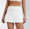 Falda Corta de Punto Canalé con Bloques de Color de Cintura Alta para Mujer, con Sensación de Segunda Piel, Anti-Exposición, Adecuada para Fitness, Deportes y Tenis, Nuevo Producto Transfronterizo