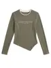 Camiseta Versátil de Manga Larga con Cuello Redondo para Mujer de Otoño, Moda Coreana Ajustada, Camiseta Casual Deportiva