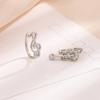 Clip de oreja de circonita para notas huecas de violín, elegante artístico, elegante, coreano y japonés, clip para el lóbulo de la oreja de guitarra pequeña incrustado de diamantes, sin perforaciones